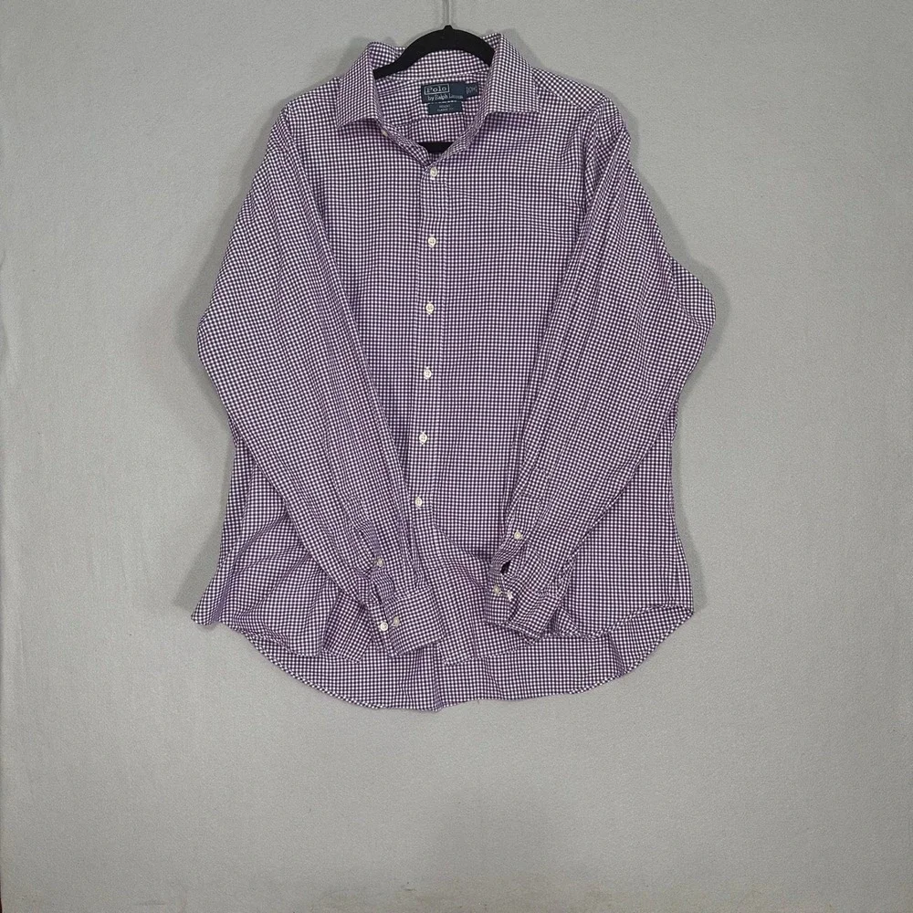 Polo Ralph Lauren Regent Classic Fit Gingham‎ Dress Shirt Mens 18 36/37 Purple
